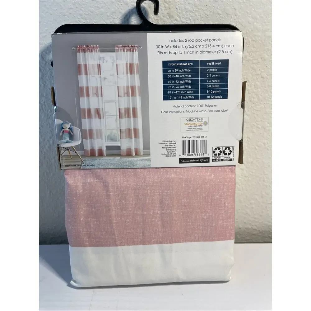 Your Zone Darkening Panel Pair Stripe Your Zone 2-Pack Energy Efficient Pink